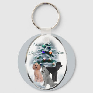 Poodle Christmas Gifts Key Ring