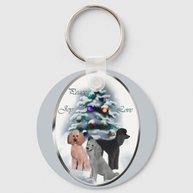 Poodle Christmas Gifts Key Ring (Front)