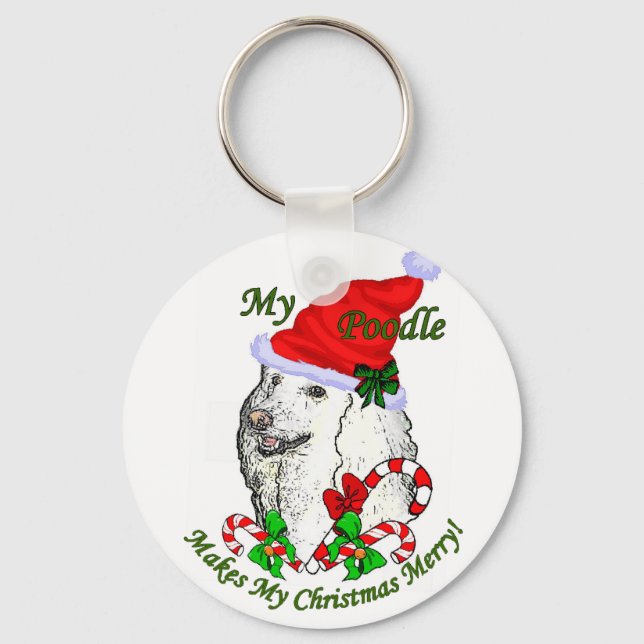 Poodle Christmas Gifts Key Ring (Front)
