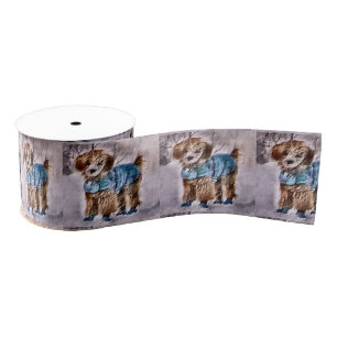 Poodle Christmas Grosgrain Ribbon
