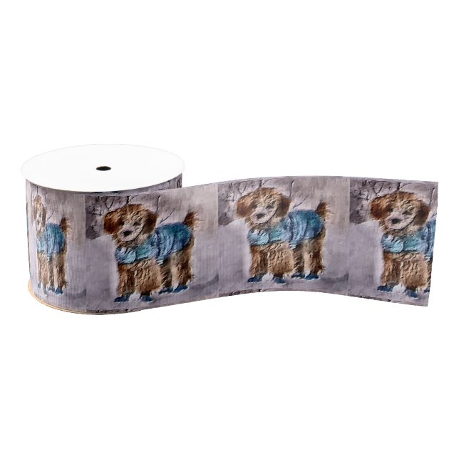 Poodle Christmas Grosgrain Ribbon (Spool)