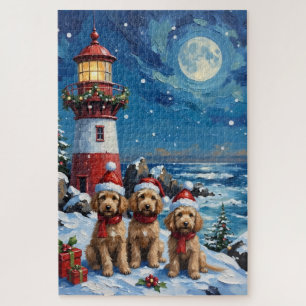 Poodle Christmas Lighthouse Holiday Jigsaw Puzzle