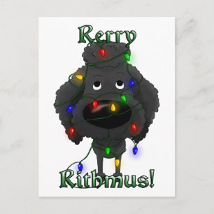 Poodle - Christmas Lights Holiday Postcard