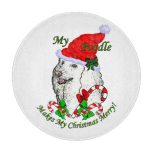 Poodle Christmas Merry Cutting Board