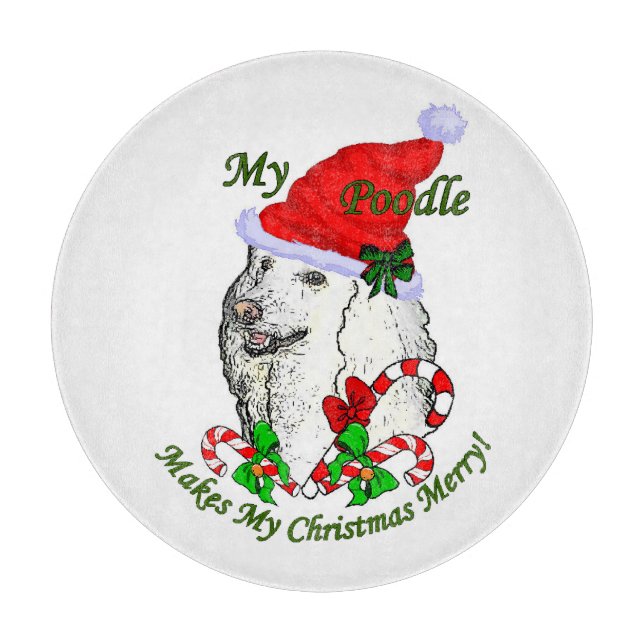 Poodle Christmas Merry Cutting Board (Front)