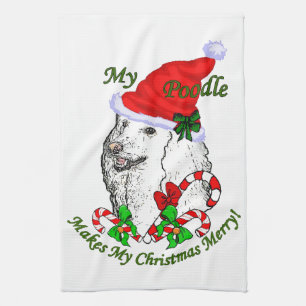 Poodle Christmas Merry Tea Towel