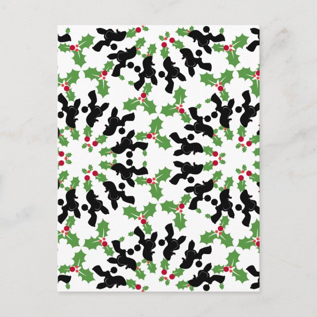 Poodle Christmas pattern Holiday Postcard (Front)