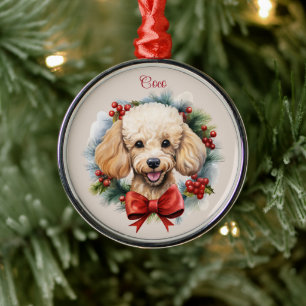 Poodle Christmas Pet Memorial Dog Breed Metal Tree Decoration
