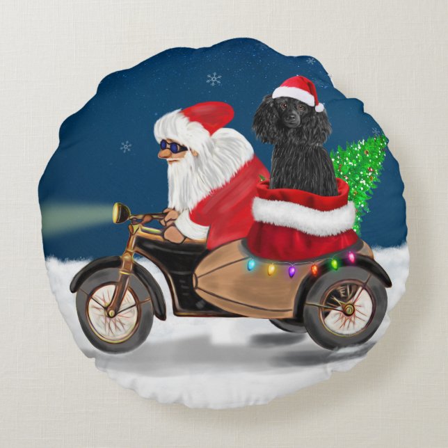 Poodle Christmas Round Cushion (Back)