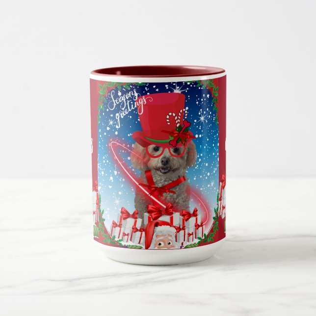 Poodle Christmas Seasons Greeting Coffee Mug (Center)