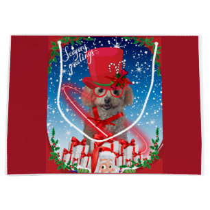 Poodle Christmas Seasons Greetings Gift Bag