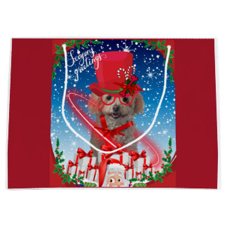 Poodle Christmas Seasons Greetings Gift Bag