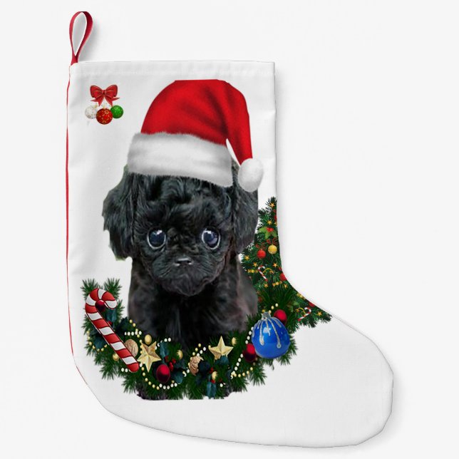 Poodle Christmas  Small Christmas Stocking (Front)
