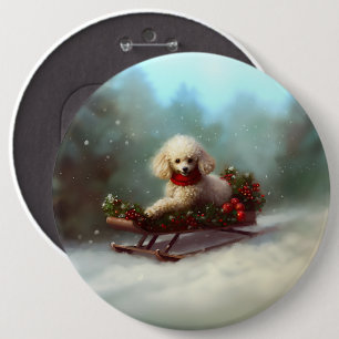 Poodle Christmas snow winter 6 Cm Round Badge