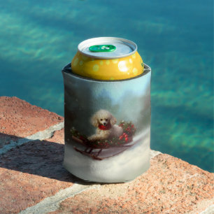 Poodle Christmas snow winter  Can Cooler