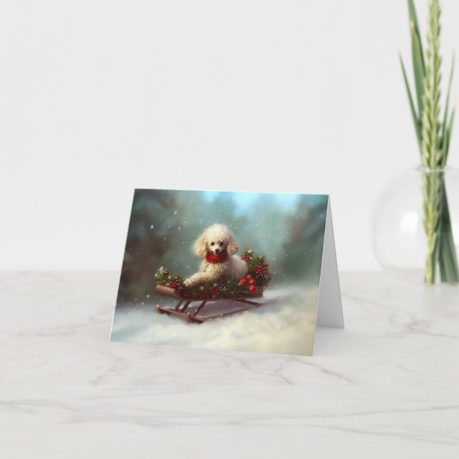 Poodle Christmas snow winter  Card (Front)