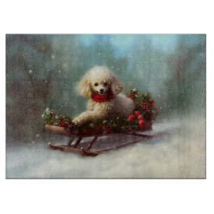 Poodle Christmas snow winter Cutting Board