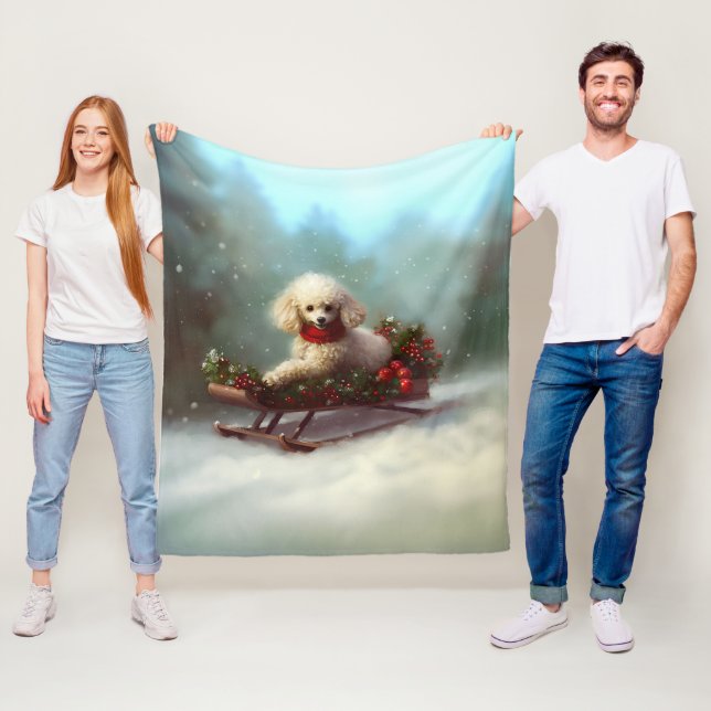 Poodle Christmas snow winter  Fleece Blanket (In Situ)