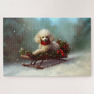 Poodle Christmas snow winter  Jigsaw Puzzle