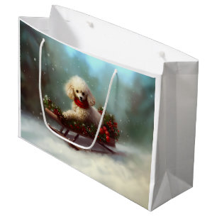 Poodle Christmas snow winter  Large Gift Bag