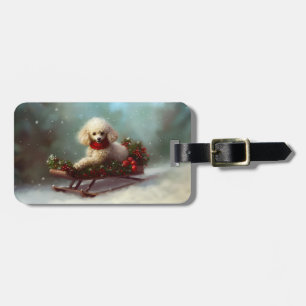 Poodle Christmas snow winter Luggage Tag