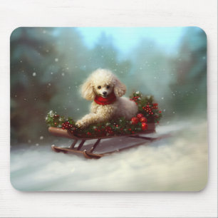 Poodle Christmas snow winter  Mouse Mat