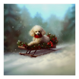 Poodle Christmas snow winter  Poster
