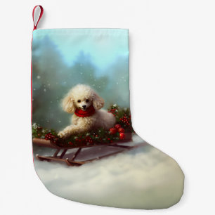 Poodle Christmas snow winter  Small Christmas Stocking