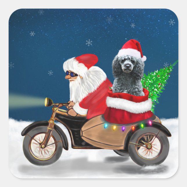 Poodle Christmas Square Sticker (Front)