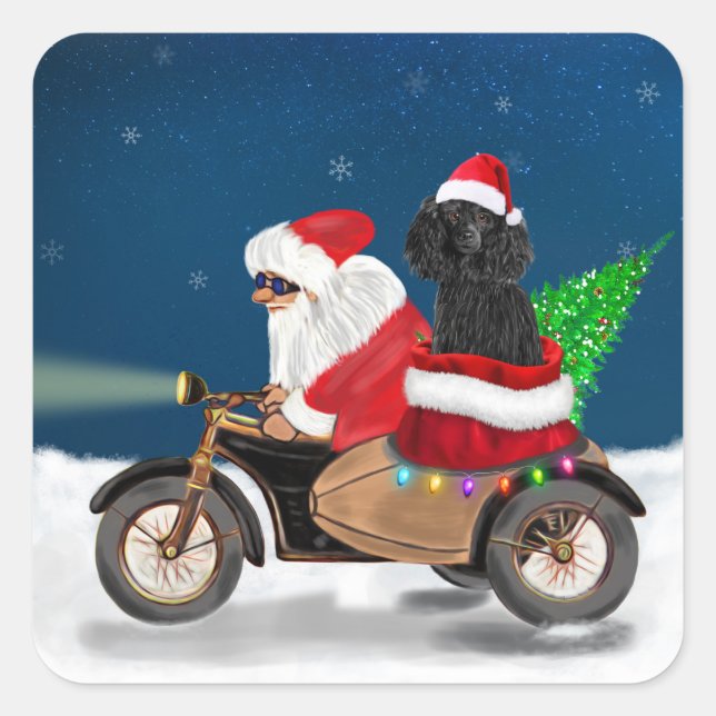 Poodle Christmas Square Sticker (Front)