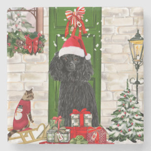 Poodle Christmas Stone Coaster