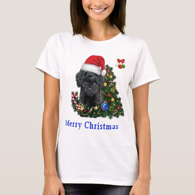Poodle  Christmas T-Shirt (Front)
