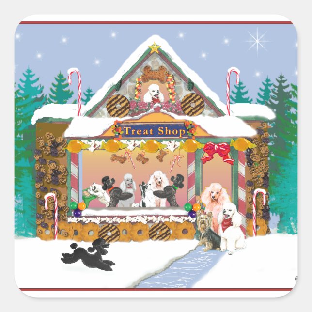 Poodle Christmas Treat Shop Square Sticker (Front)