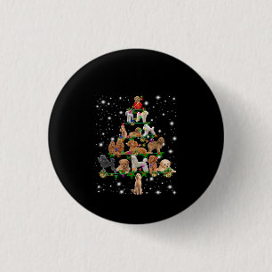 Poodle Christmas Tree Covered By Flashlight 3 Cm Round Badge