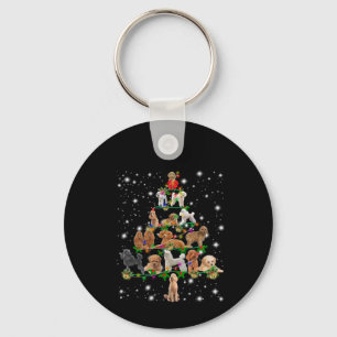 Poodle Christmas Tree Covered By Flashlight Key Ring