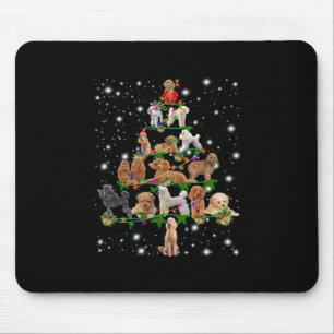 Poodle Christmas Tree Covered By Flashlight Mouse Mat