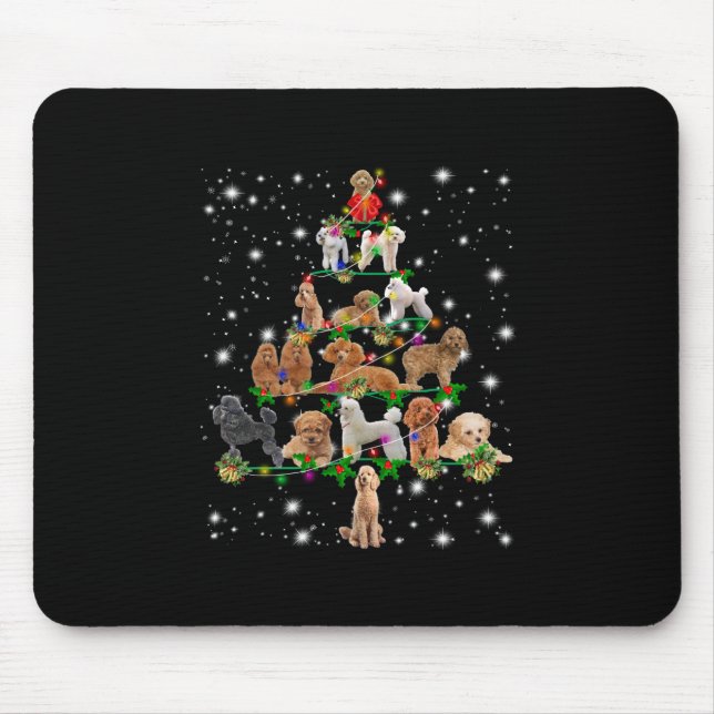 Poodle Christmas Tree Covered By Flashlight Mouse Mat (Front)