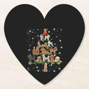 Poodle Christmas Tree Covered By Flashlight Paper Coaster