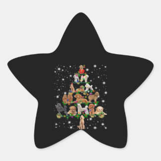 Poodle Christmas Tree Covered By Flashlight Star Sticker