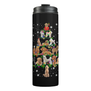 Poodle Christmas Tree Covered By Flashlight Thermal Tumbler