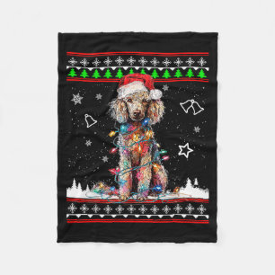 Poodle Christmas Ugly Sweater Funny Dog Xmas Fleece Blanket