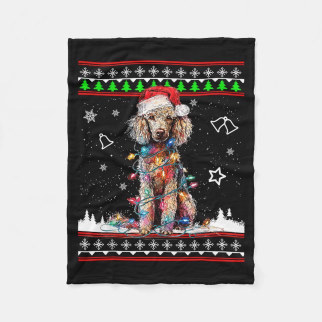 Poodle Christmas Ugly Sweater Funny Dog Xmas  Fleece Blanket (Front)