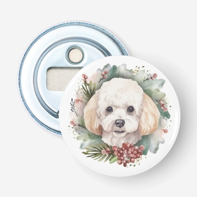 Poodle Christmas Wreath Festive Pup  Bottle Opener (Front)