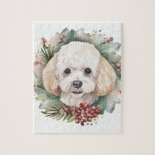 Poodle Christmas Wreath Festive Pup  Jigsaw Puzzle