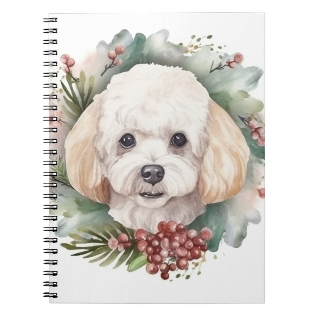 Poodle Christmas Wreath Festive Pup  Notebook (Front)