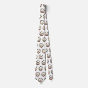 Poodle Christmas Wreath Festive Pup Tie