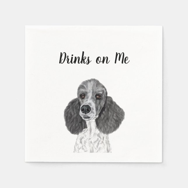 Poodle Cocktail Napkins (Front)