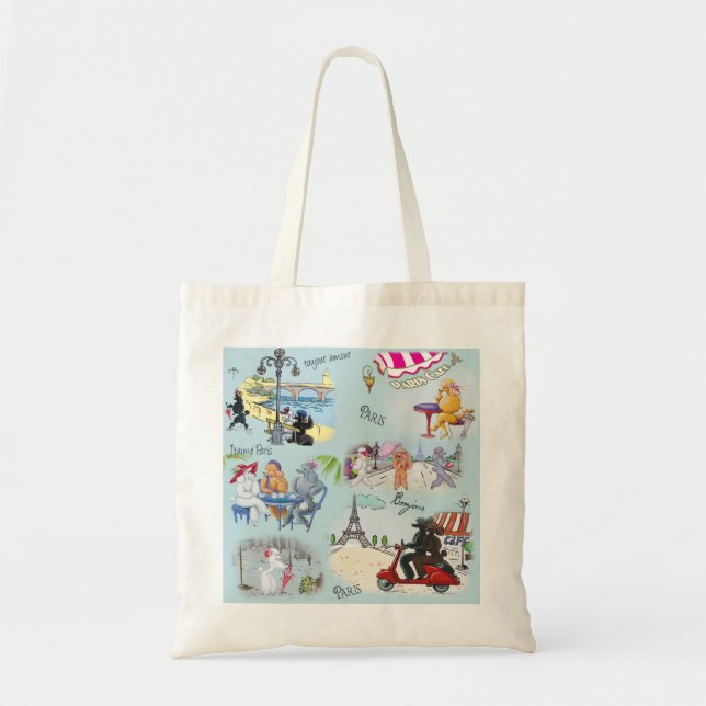 Poodle Collage Paris Tote Bag (Front)