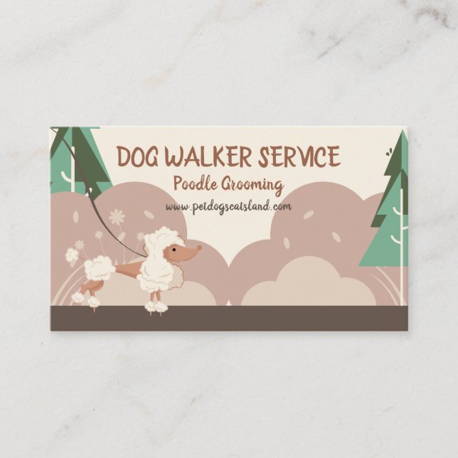 Poodle Collar Dog Walker Service Business Card (Front)