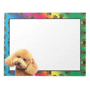 Poodle colourful dog paw pattern notepad